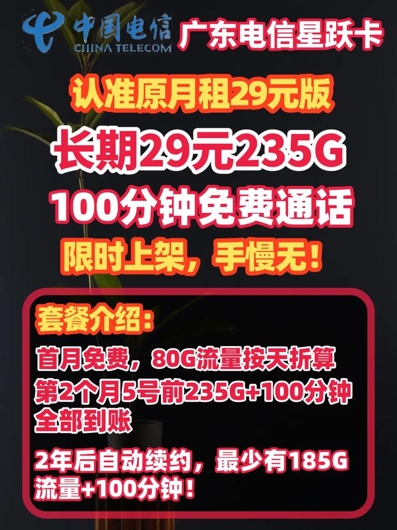 广东电信星卡原月租29元版本上架广东电信29元235g 1