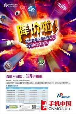 移动福利 超出套餐流量仅0001元kb