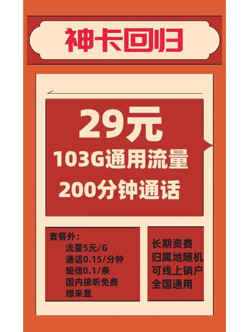 神卡回归29元103g全国通用流量