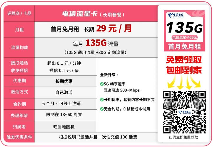 135g235g280g超大流量 长期优惠丨电信星卡流量卡推荐