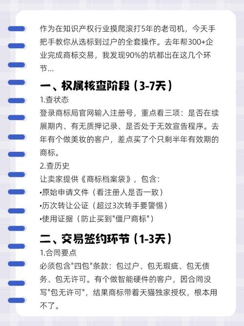 商标交易避坑指南从权属核查到过户完成90的坑都出在这几个环节