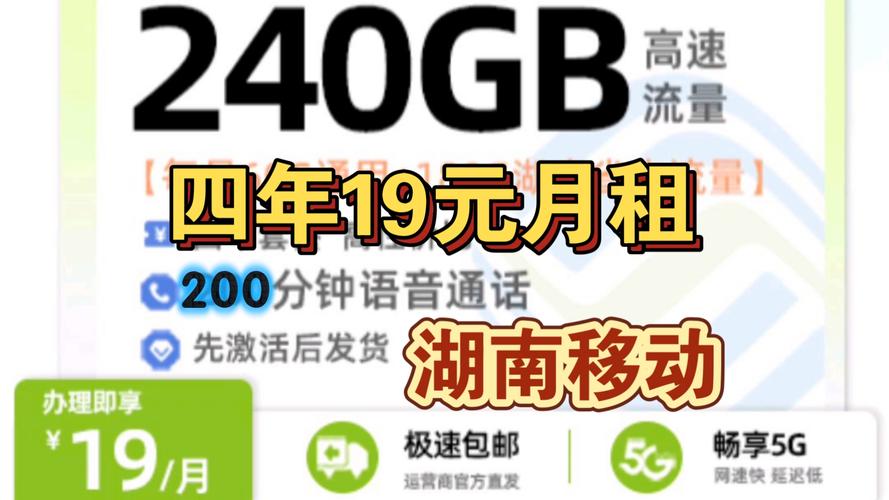 湖南移动19元240g 200分钟四年长期优惠套餐