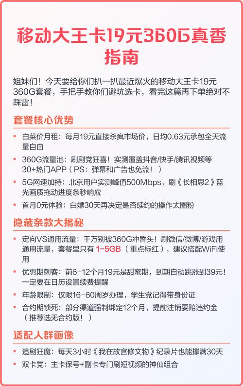 移动大王卡19元360g真香指南