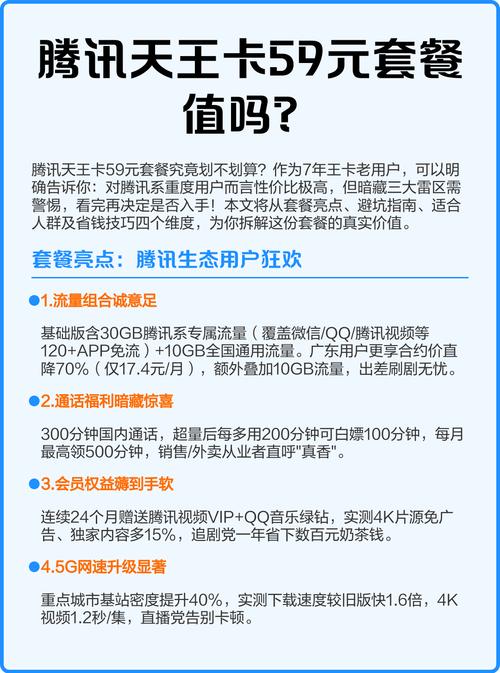 联通腾讯天王卡59元套餐介绍：完整指南，实惠又靠谱