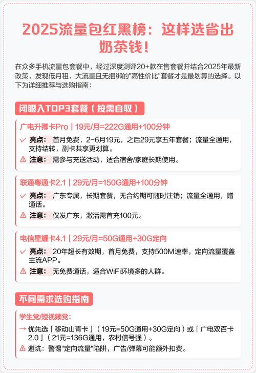 2025流量包红黑榜这样选省出奶茶钱