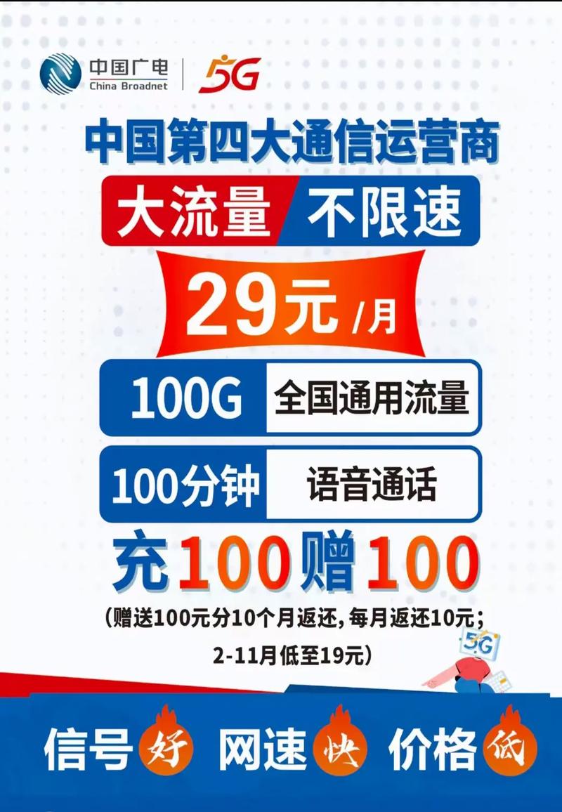 中国广电双百套餐卡 29元100g全国流量100分钟全国