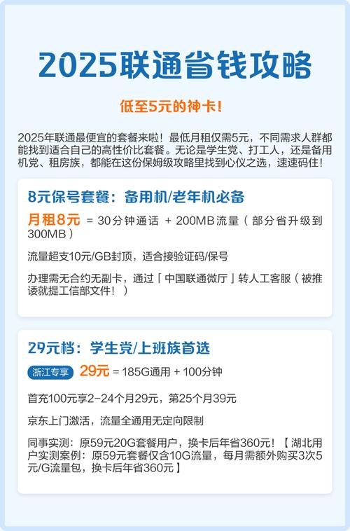 2025联通省钱攻略低至5元的神卡
