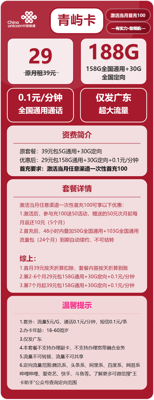广东联通流量卡选购避坑指南避开月租套路认准188g真流量不花冤枉钱