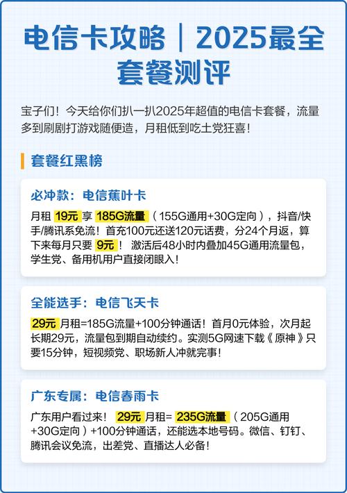 电信卡攻略2025最全套餐测评 2025电信卡套餐红黑榜避坑指南