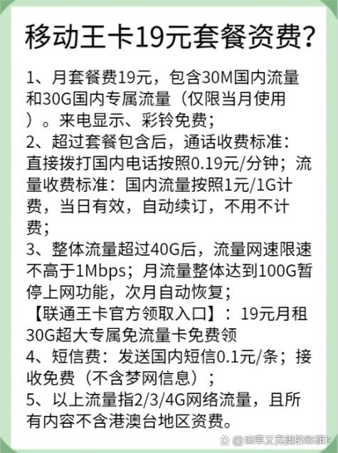 套餐名称流量王卡19元 套餐资费19元月 套餐内容1gb全国流量不