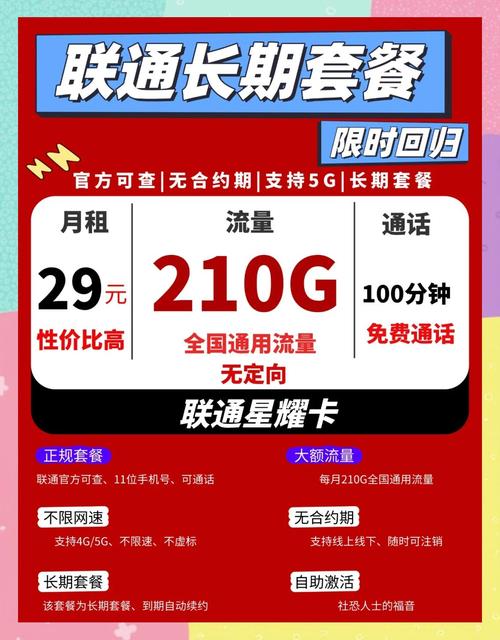 29元享210g联通星耀卡