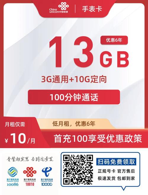 联通保号卡每月13g加100分钟通话月租仅10元