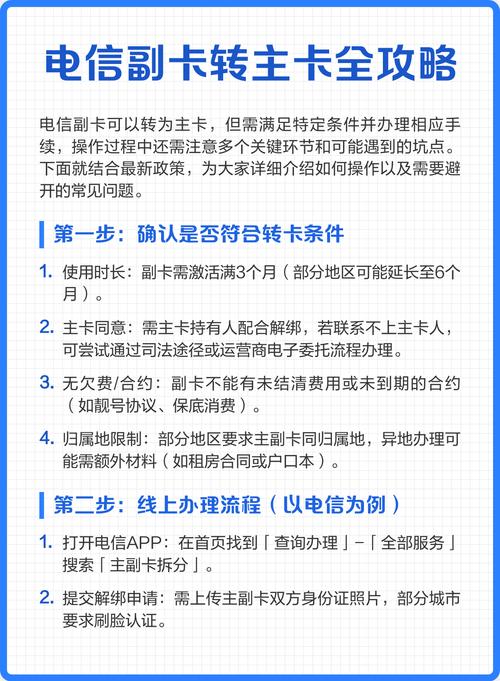 主卡全攻略 电信副卡转主卡需满足条件并办理手续操作需谨慎规避风险