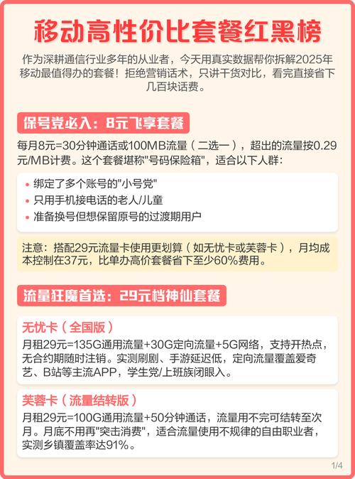 移动高性价比套餐红黑榜