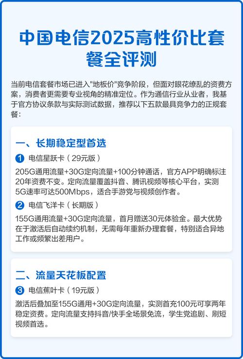 中国电信2025高性价比套餐全评测