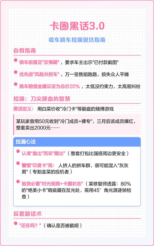 卡圈黑话30收车跳车捡漏避坑指南