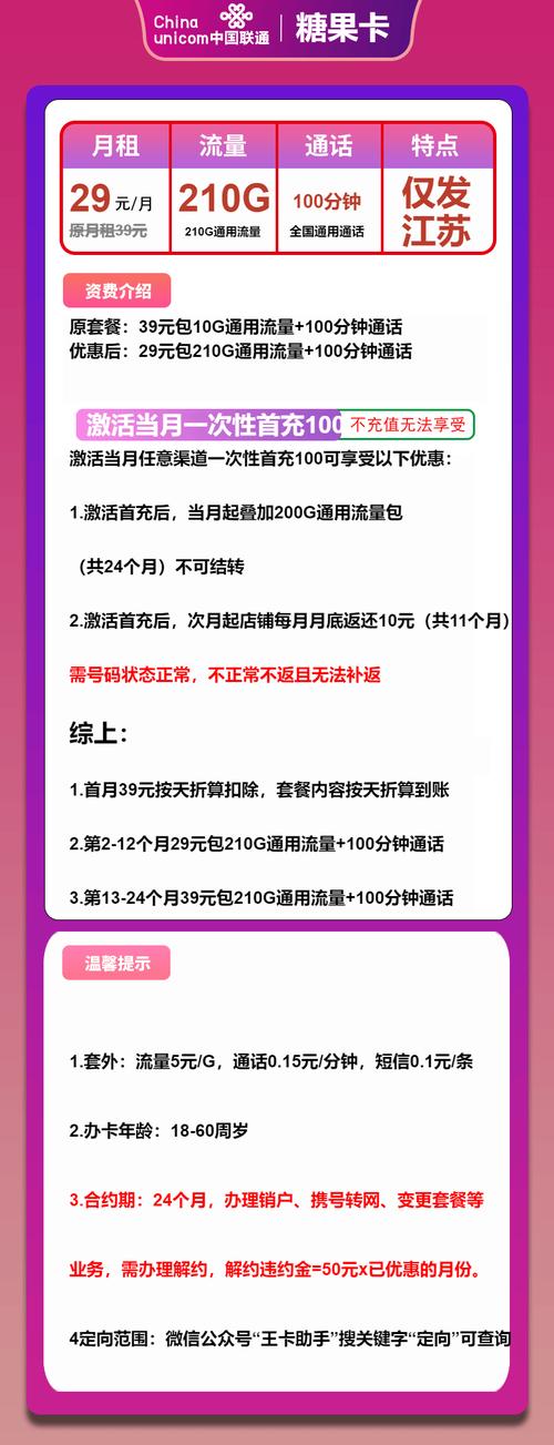 2025江苏联通流量卡选购避坑指南避开合约陷阱 流量虚标认准29元210