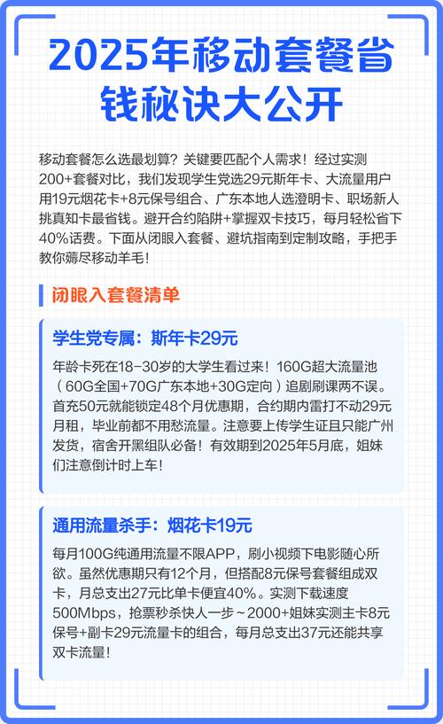 2025移动电话包月套餐全攻略：实测心得+避坑指南，帮你挑到最划算的