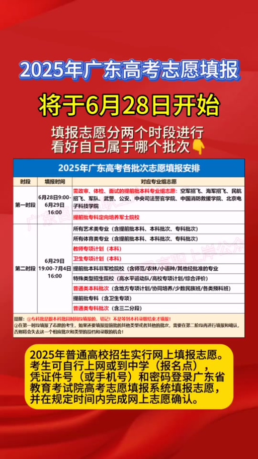 2025提前批和普通批填报时间
