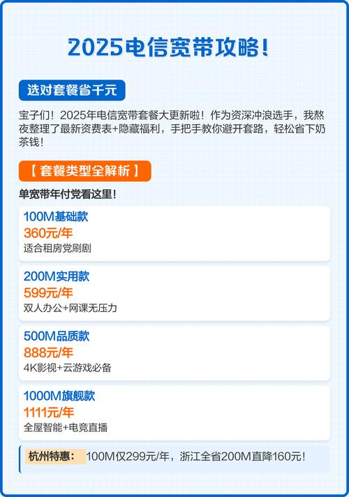 选对套餐省千元 2025年电信宽带套餐全面升级资费调整与福利政策如下