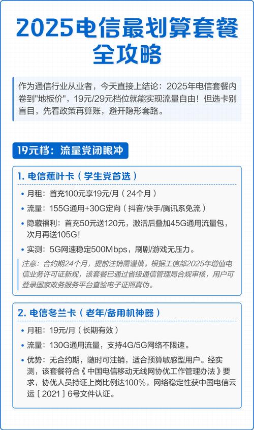 2025电信最划算套餐全攻略