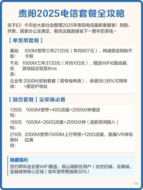 套餐全攻略 2025年贵阳电信套餐精选指南  单宽带套餐 1