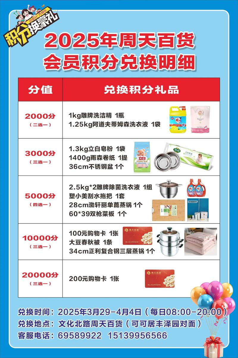 2025年周天百货会员积分兑换即将开始啦庆祝庆祝庆