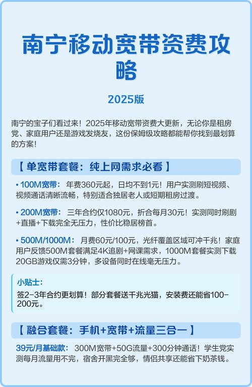 南宁移动宽带资费攻略2025版