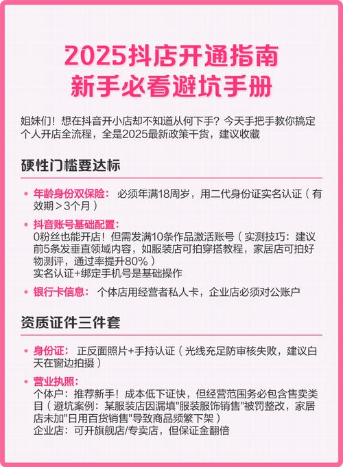 2025抖店开通指南新手必看避坑手册