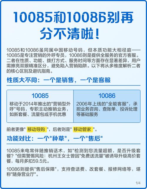 10085与10086虽同属中国移动号码但功能定位截然不同10085为酉