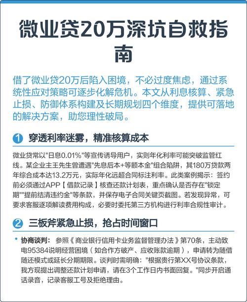 微业贷20万深坑自救指南 借微业贷遇困时可通过四步 低承圆呗允迪