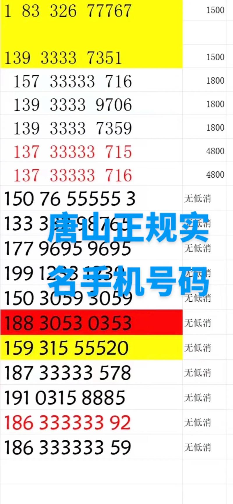 唐山正规三大运营商号码 唐山唐山移动唐山电信唐山联通