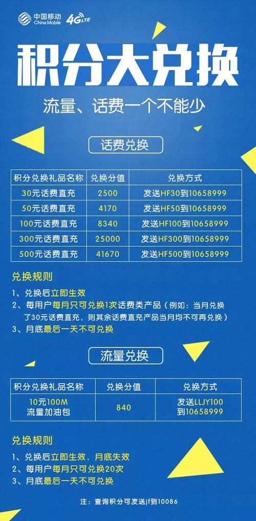 合肥移动专享移动积分兑换话费流量最高兑换500元话费