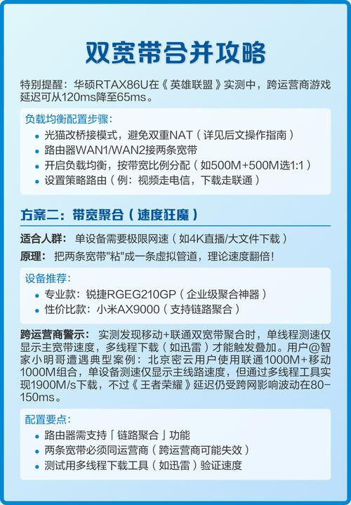 宽带合并攻略家庭网速翻倍的终极指南 家里装两条宽带却无法叠加提速