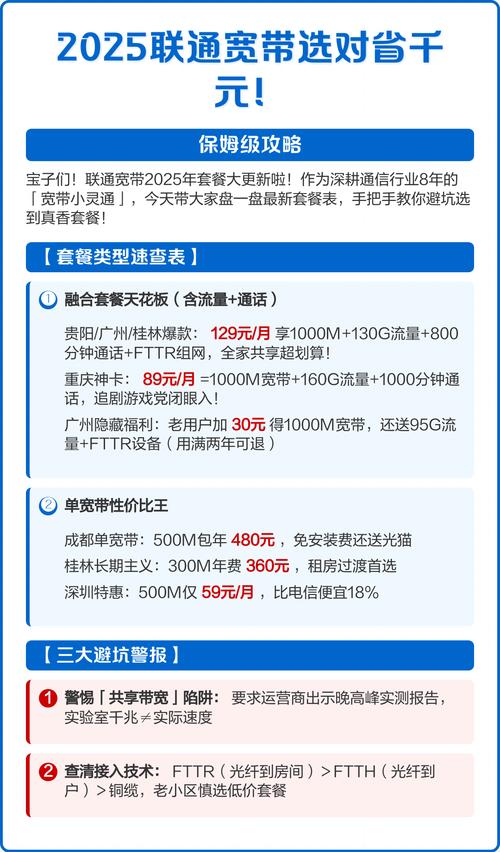 保姆级攻略 宝子们联通宽带2025年套餐更新啦
