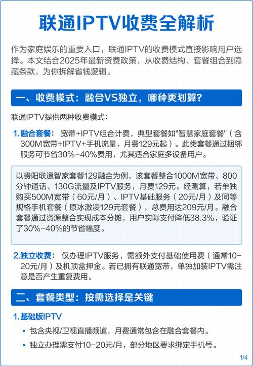 联通iptv收费全解析 联通iptv收费模式解析及省钱指南2025版  一