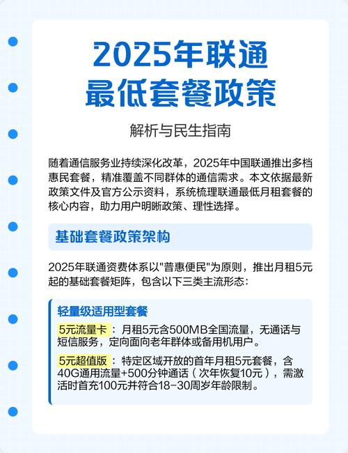 2025年联通最低套餐政策解析与民生指南