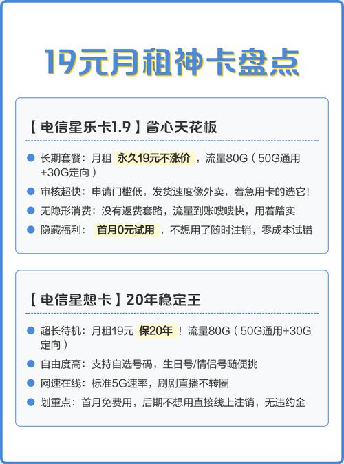 19元月租神卡盘点长期用不涨价