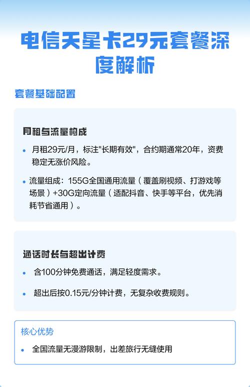 电信天星卡29元套餐深度解析 套餐基础配置 该流量卡套餐诚意十足