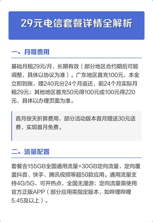 29元电信套餐详情全解析