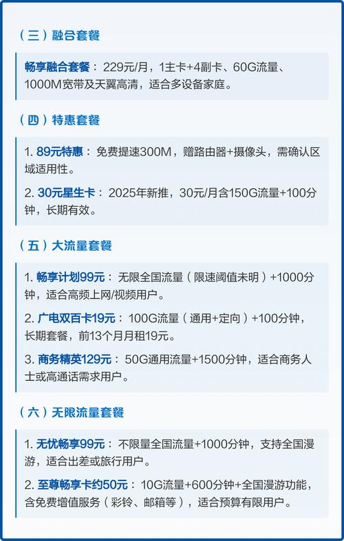 2025广州电信卡主流套餐全览 2025年广州电信卡套餐类型全解析