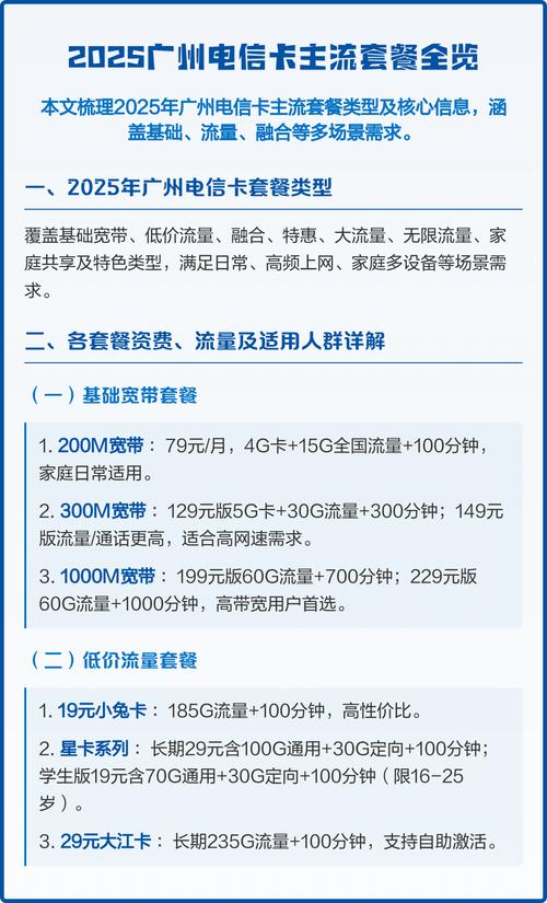 2025广州电信卡主流套餐全览 2025年广州电信卡套餐类型全解析
