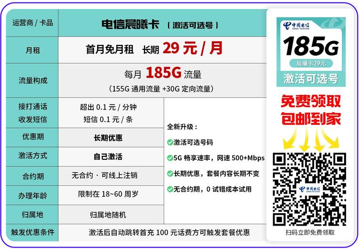 如今电信三张高配大流量卡正面出击从0元试用起步到185g280g荡篌