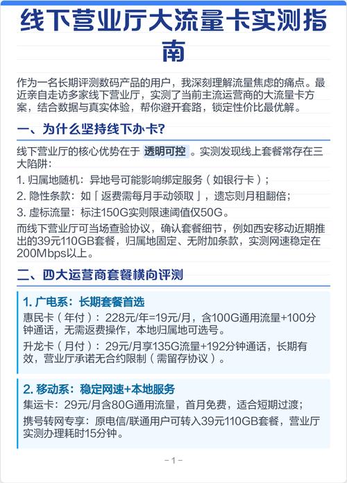 线下营业厅大流量卡实测指南