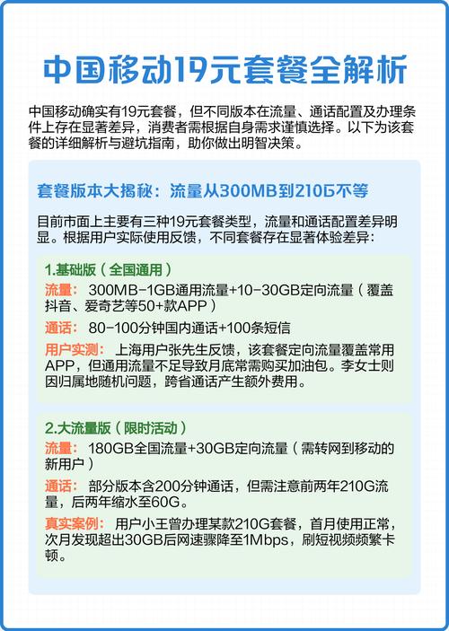 中国移动19元套餐全解析