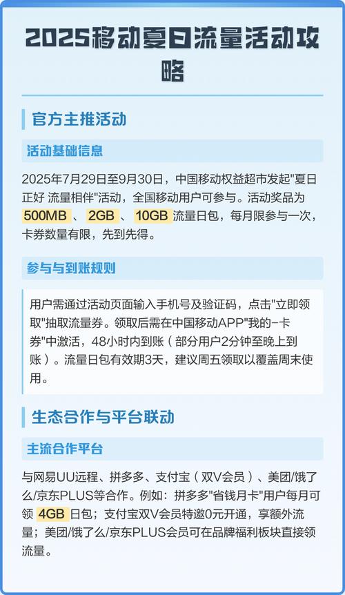2025移动夏日流量活动攻略