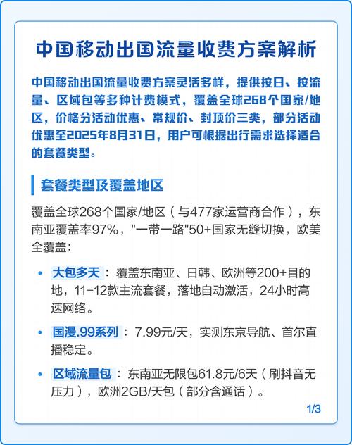 中国移动出国流量收费方案解析