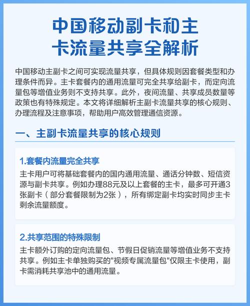中国移动副卡和主卡流量共享全解析