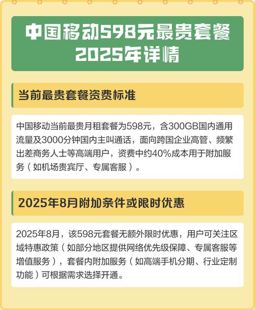 中国移动598元最贵套餐2025年详情