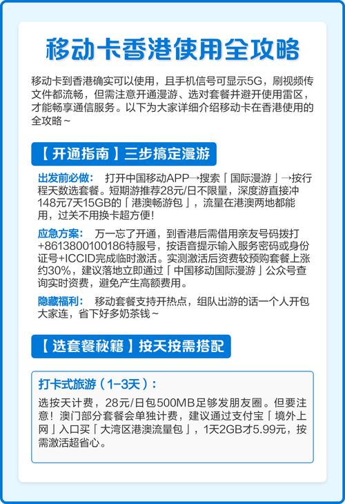 提前通过中国移动app选购套餐短期游推荐28元日不限量深度游可选